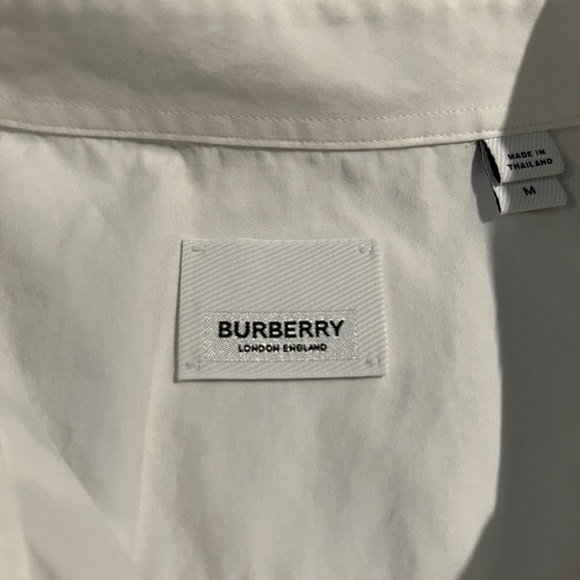 BURBERRY mens white icon stripe placket stretch cotton poplin shirt MEDIUM - Picture 2 of 10